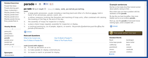 dictionary.com - parade
