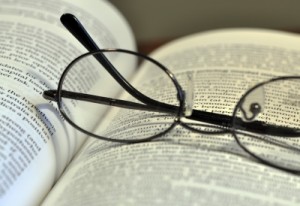 reading glasses on book