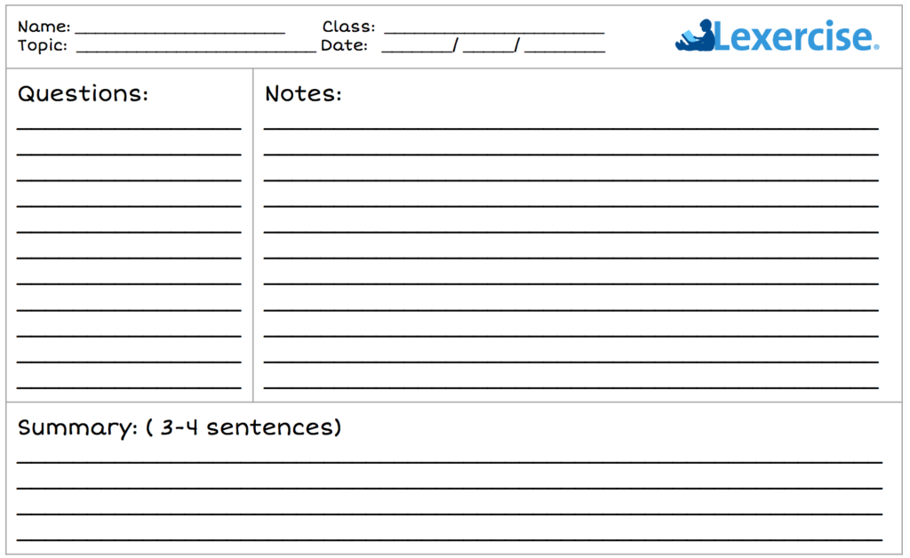 note taking blank example