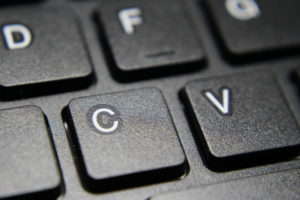 Keyboard with the C, V, D, F, and G in frame