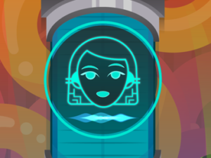 Graphic of a virtual woman from one of Lexercise's educational games