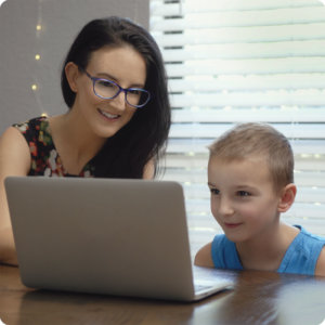 mom and child homeschooling with dyslexia