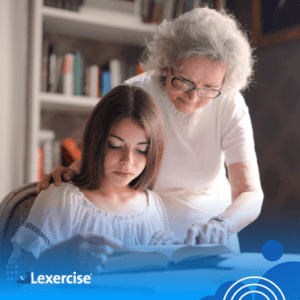 grandma and granddaughter practicing the child's reading skills 