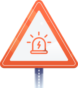 triangle sign with a light bulb inside 