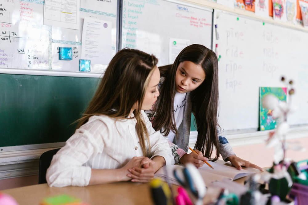 students talking
