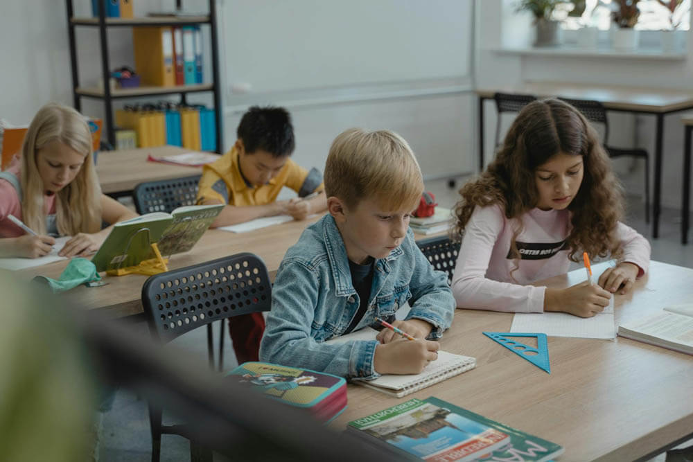students writing